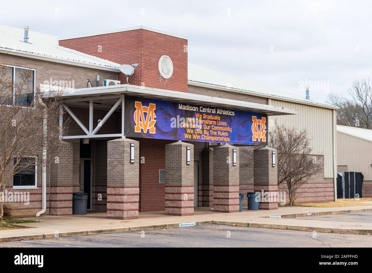 Madison, MS / USA - December 14, 2019 - Madison Central High School Athletics Building in Madison, Mississippi Stock Photo