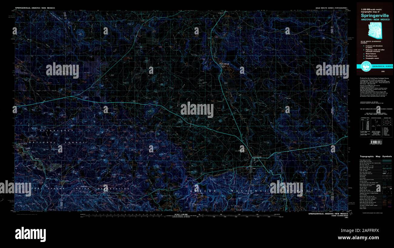 Springerville Lateral Map Springerville, az hi-res stock photography and images - Alamy