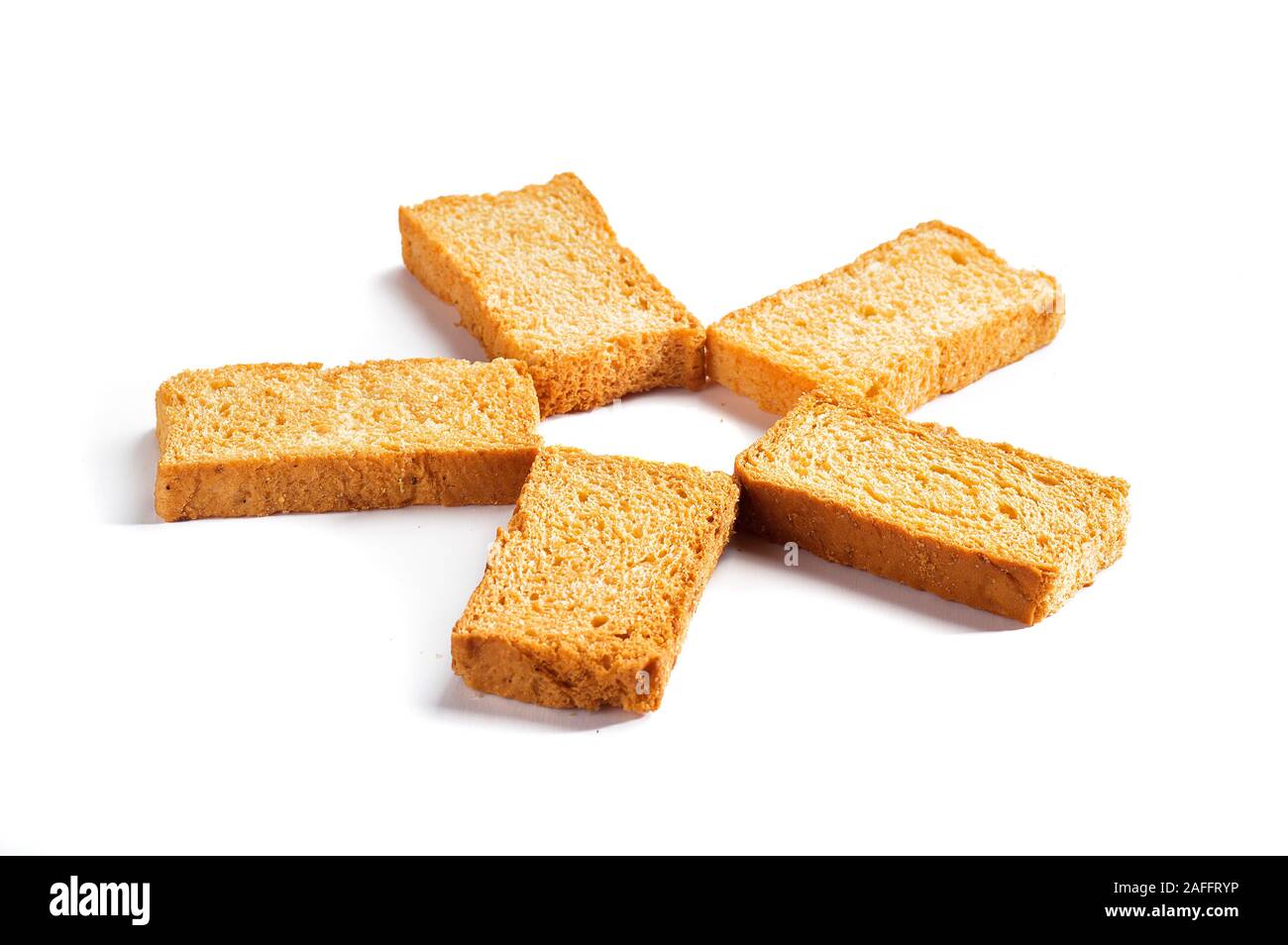Rusk or toasts on a white background Stock Photo - Alamy