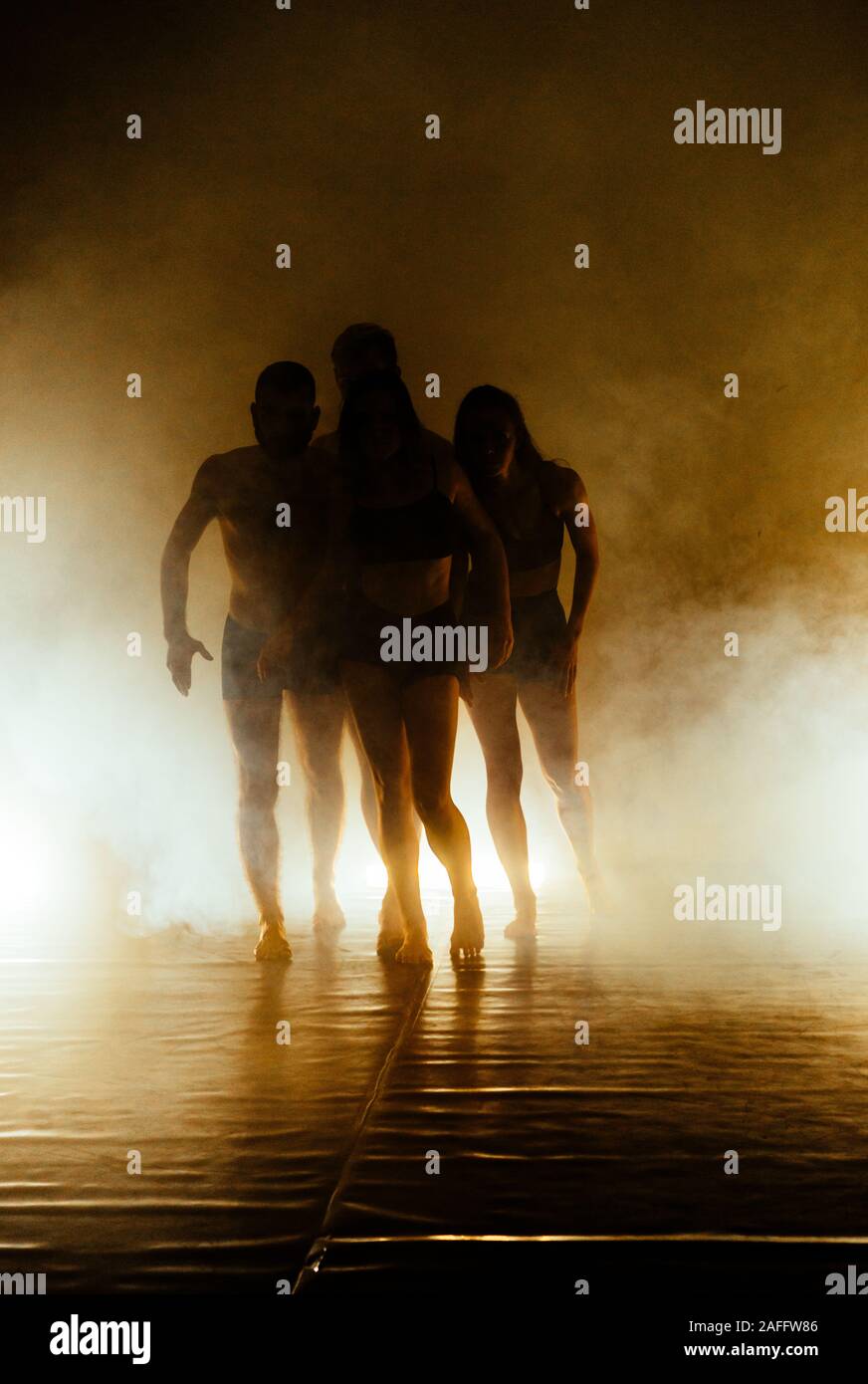 Beautiful slim young people performing elegant dance choreography Stock ...