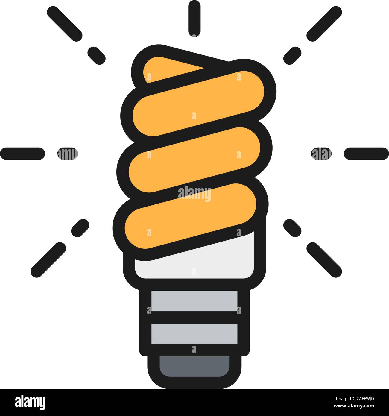 Energy saving lamp, light bulb flat color line icon. Stock Vector