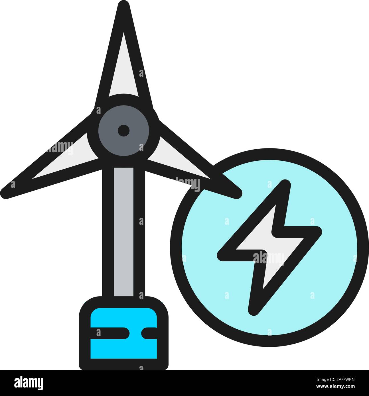 Wind power plant, wind turbine flat color line icon Stock Vector Image ...
