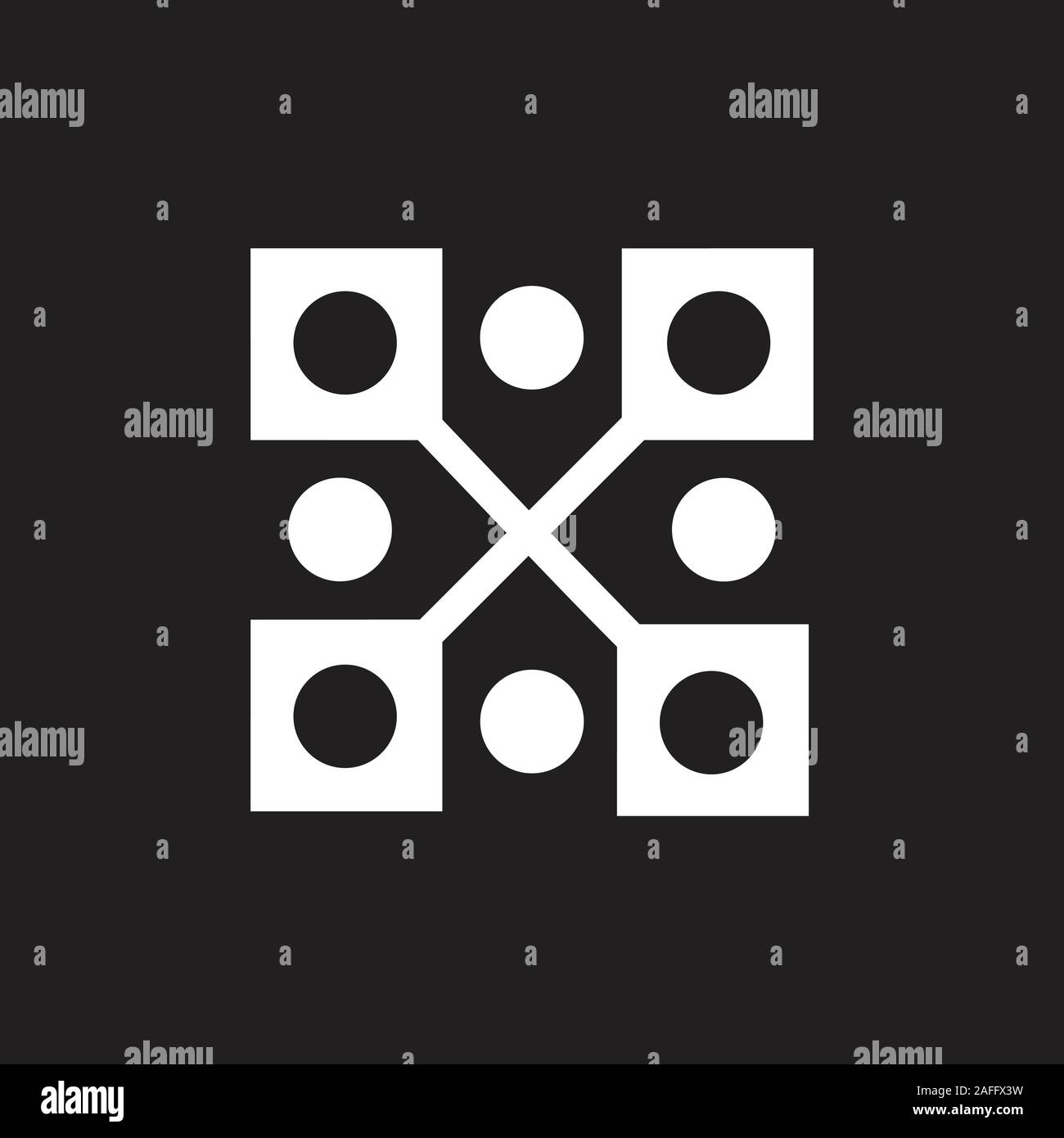 dots square simple geometric arrow logo Stock Vector