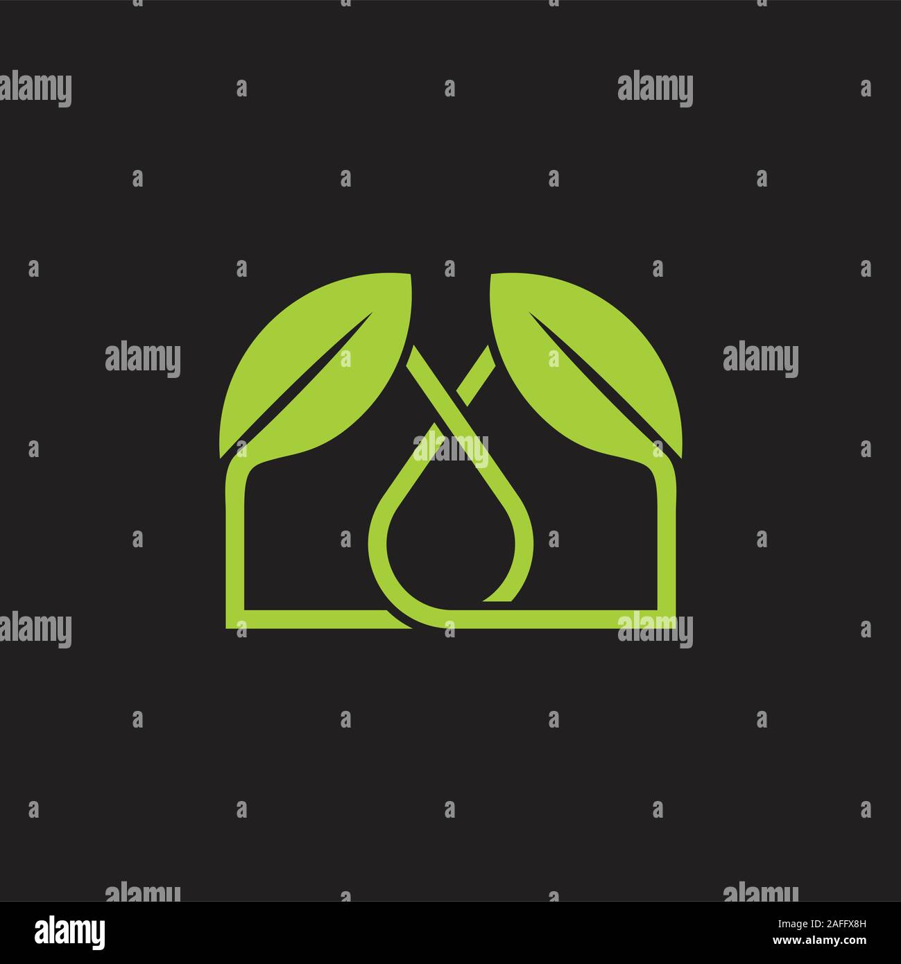 simple linked leaf home shape logo vector Stock Vector