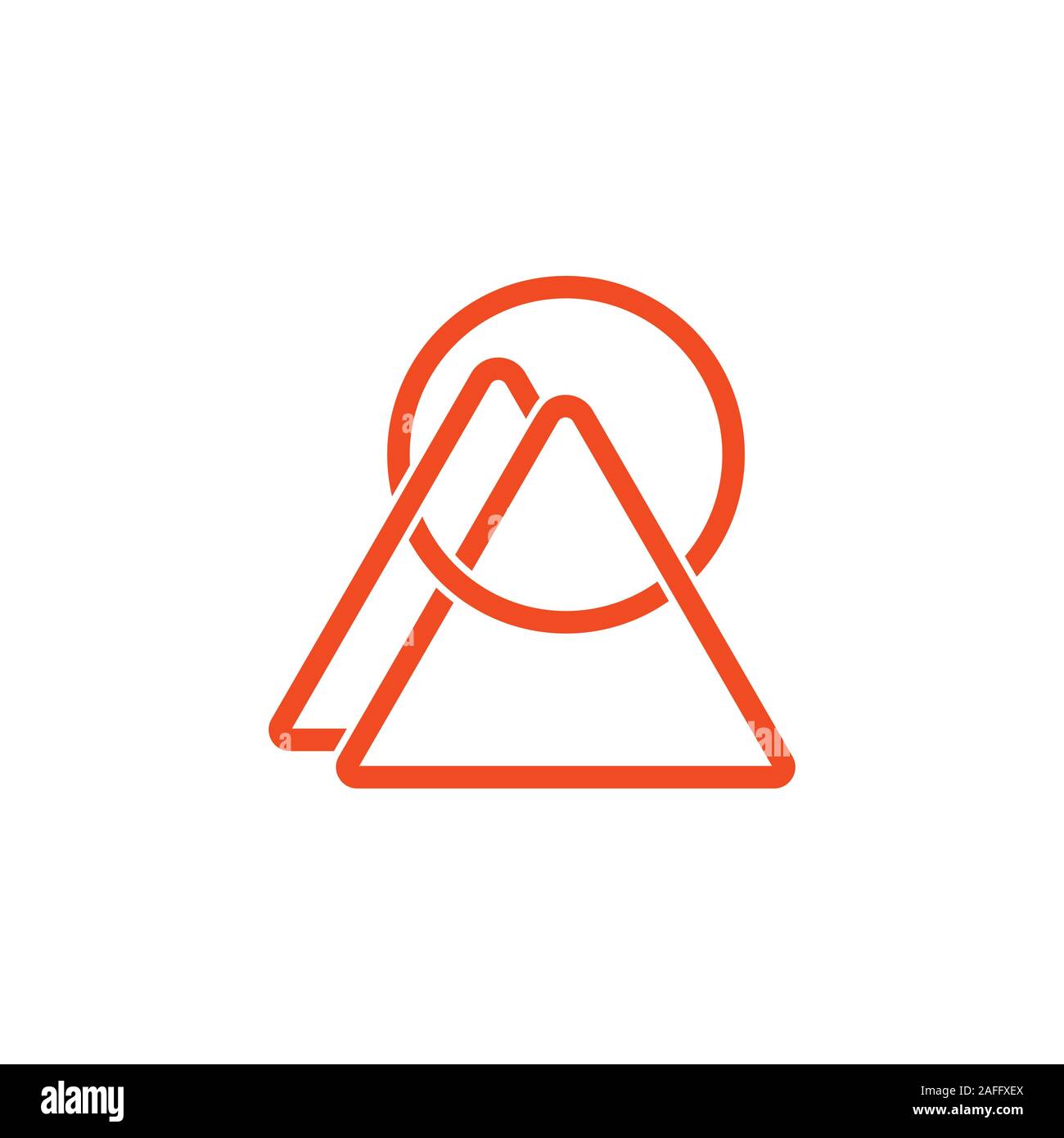 triangle linked line mountain sun simple vector Stock Vector