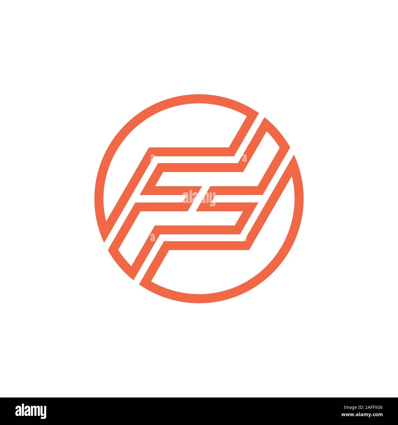 Abstract letter ff stripes circle line logo vector Stock Vector