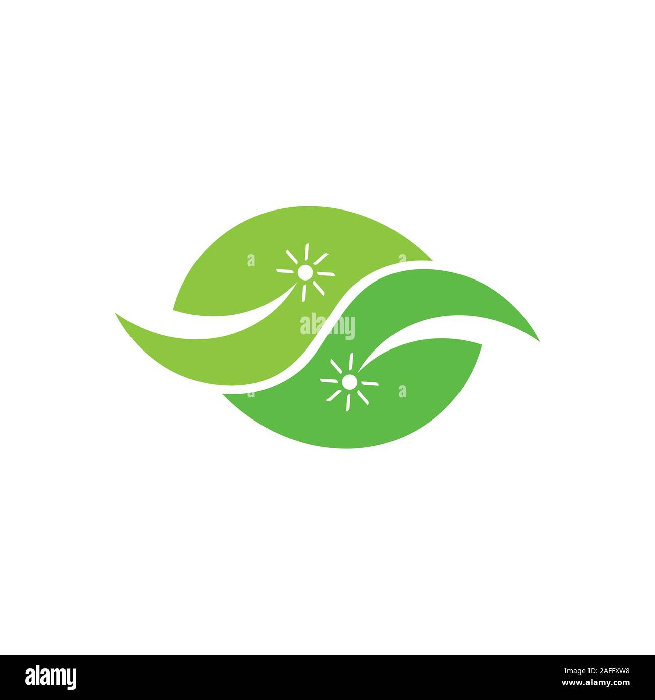 leaf sun curves geometric logo vector Stock Vector
