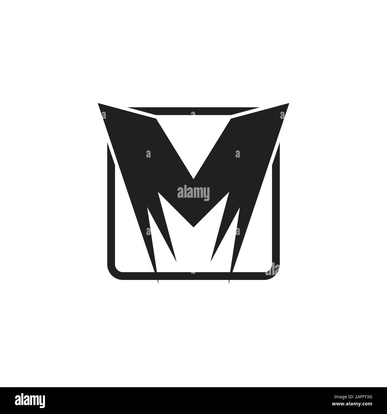 letter m grunge square logo vector Stock Vector
