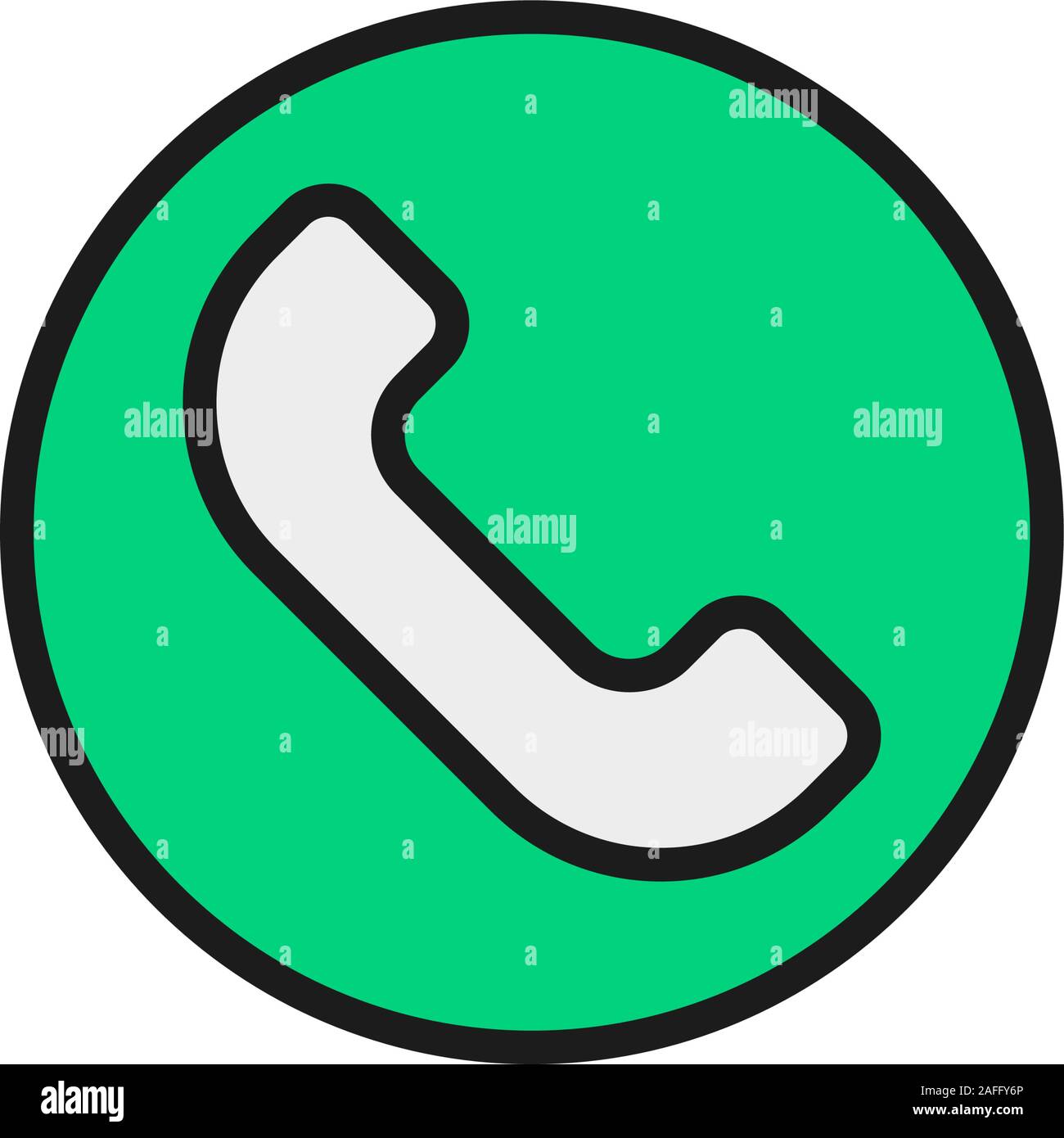 Phone handset, call center, telephone flat color line icon. Stock Vector