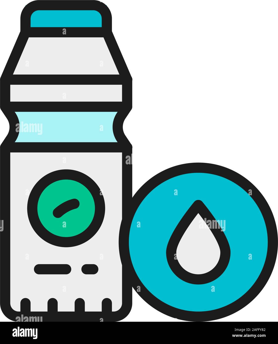 Vector healthy yogurt, bifidobacterium, lactobacillus flat color line ...