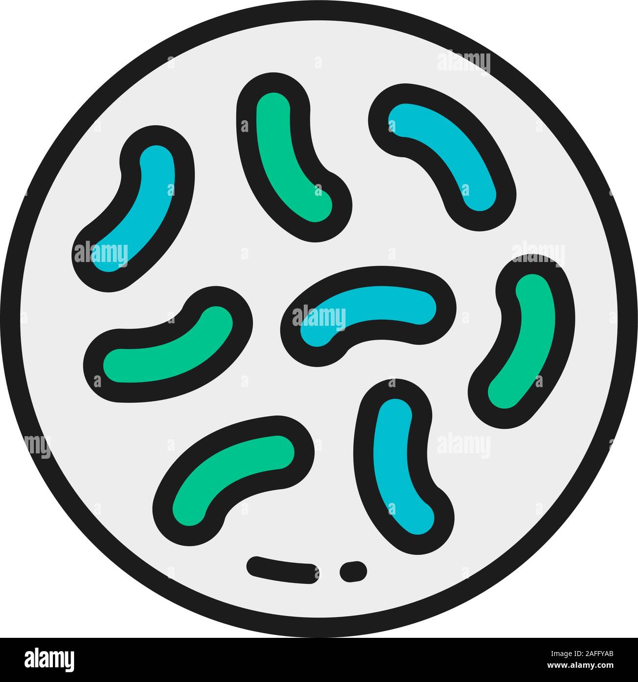 Probiotics, lactobacilli, bifidobacteria flat color line icon. Stock Vector