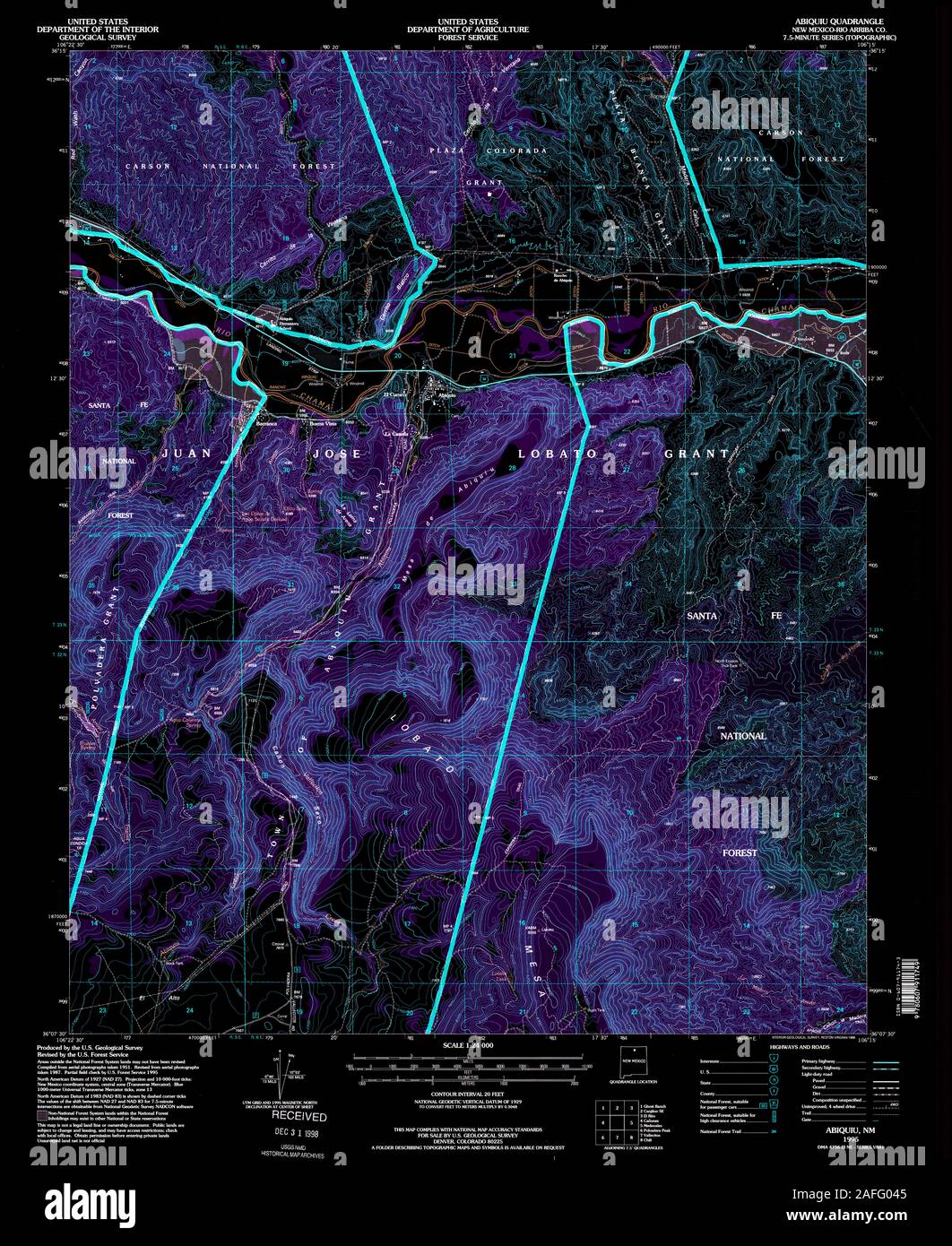 USGS TOPO Map New Mexico NM Abiquiu 193662 1995 24000 Inverted