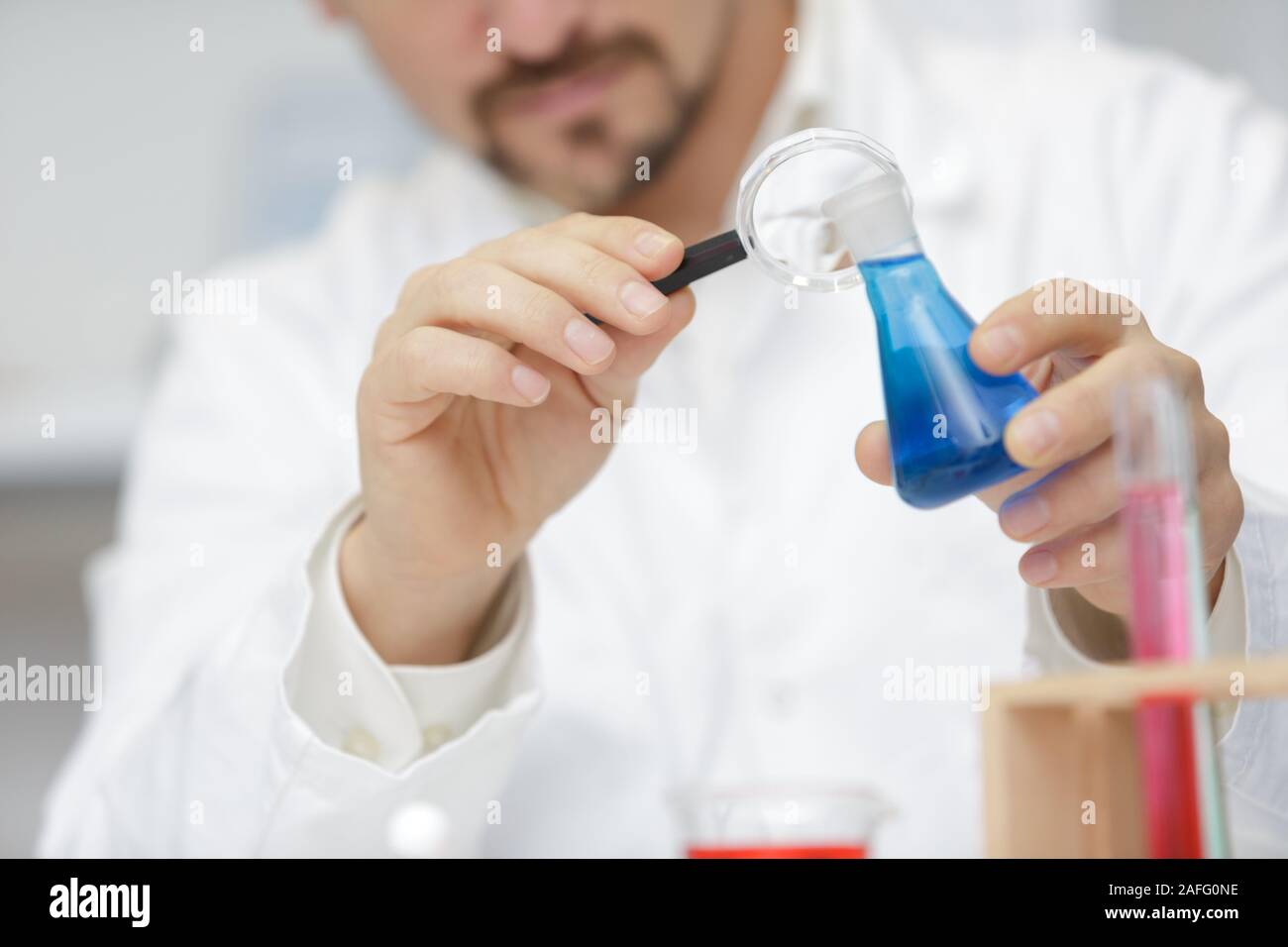 scientist doing experiments in a laboratory Stock Photo