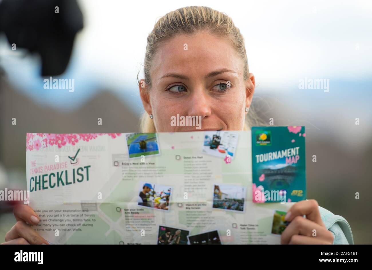 Angelique Kerber of Germany during the All Access Hour at the 2019 BNP