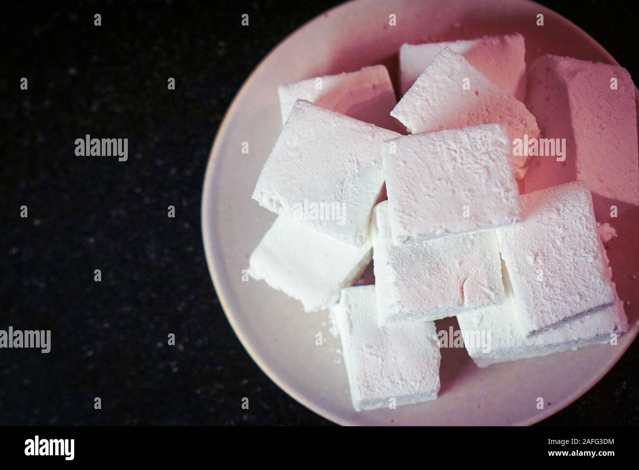 Marshmallows on a plate Stock Photo
