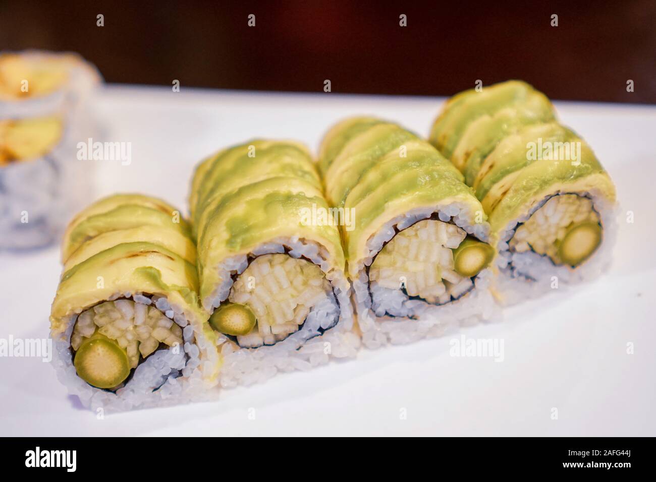 Vegetable sushi on a plate Stock Photo