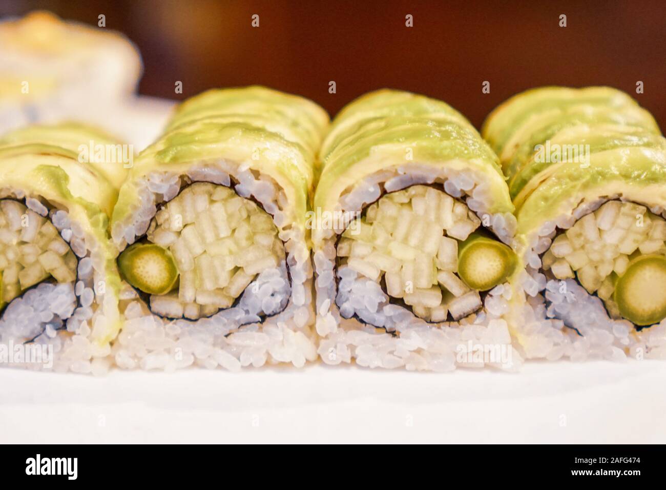 Vegetable sushi on a plate Stock Photo