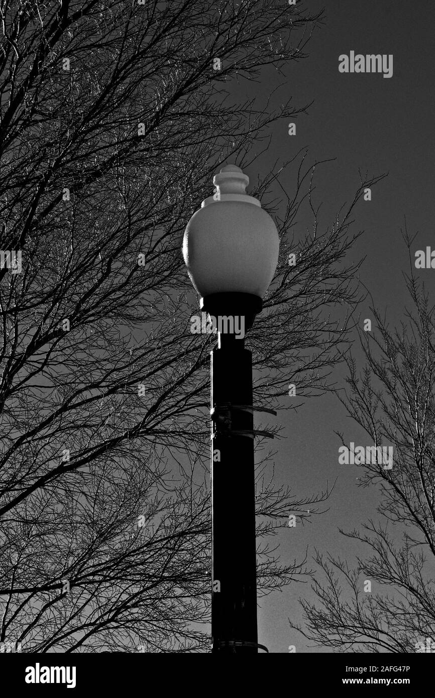 Old Style Street Lights, Randal County Court House, Canyon Texas Courthouse City Square, Canyon, Texas Stock Photo