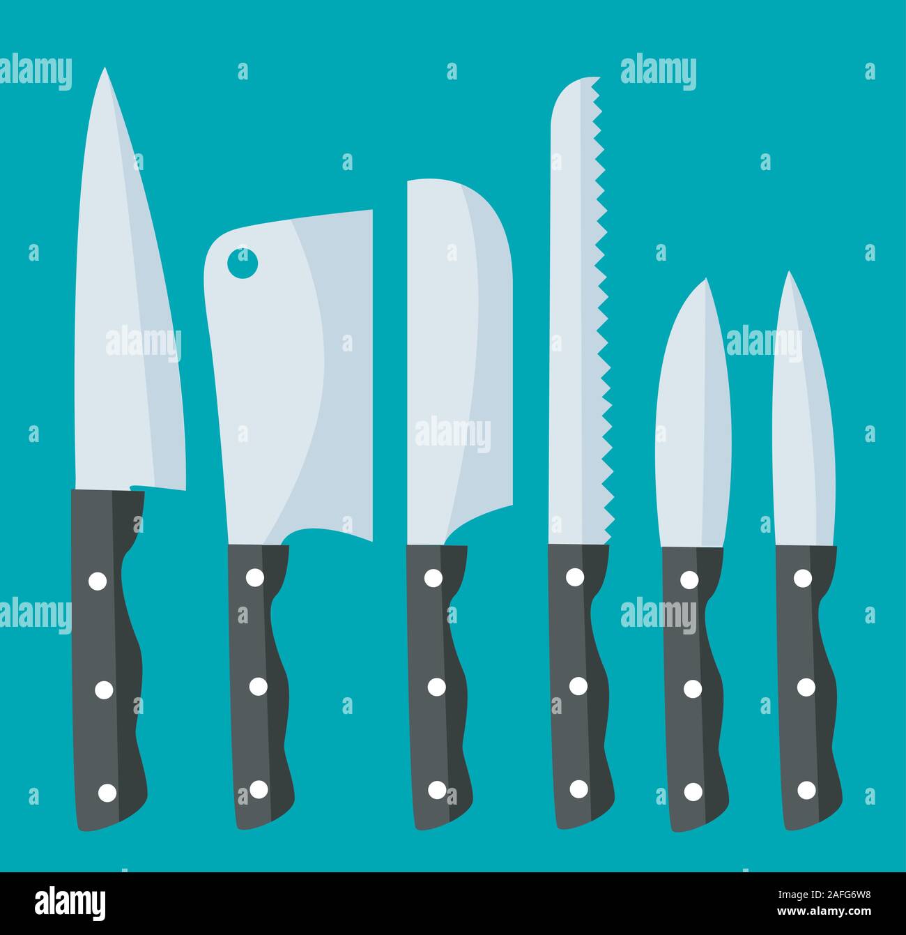 knife thin line icons set Stock Vector