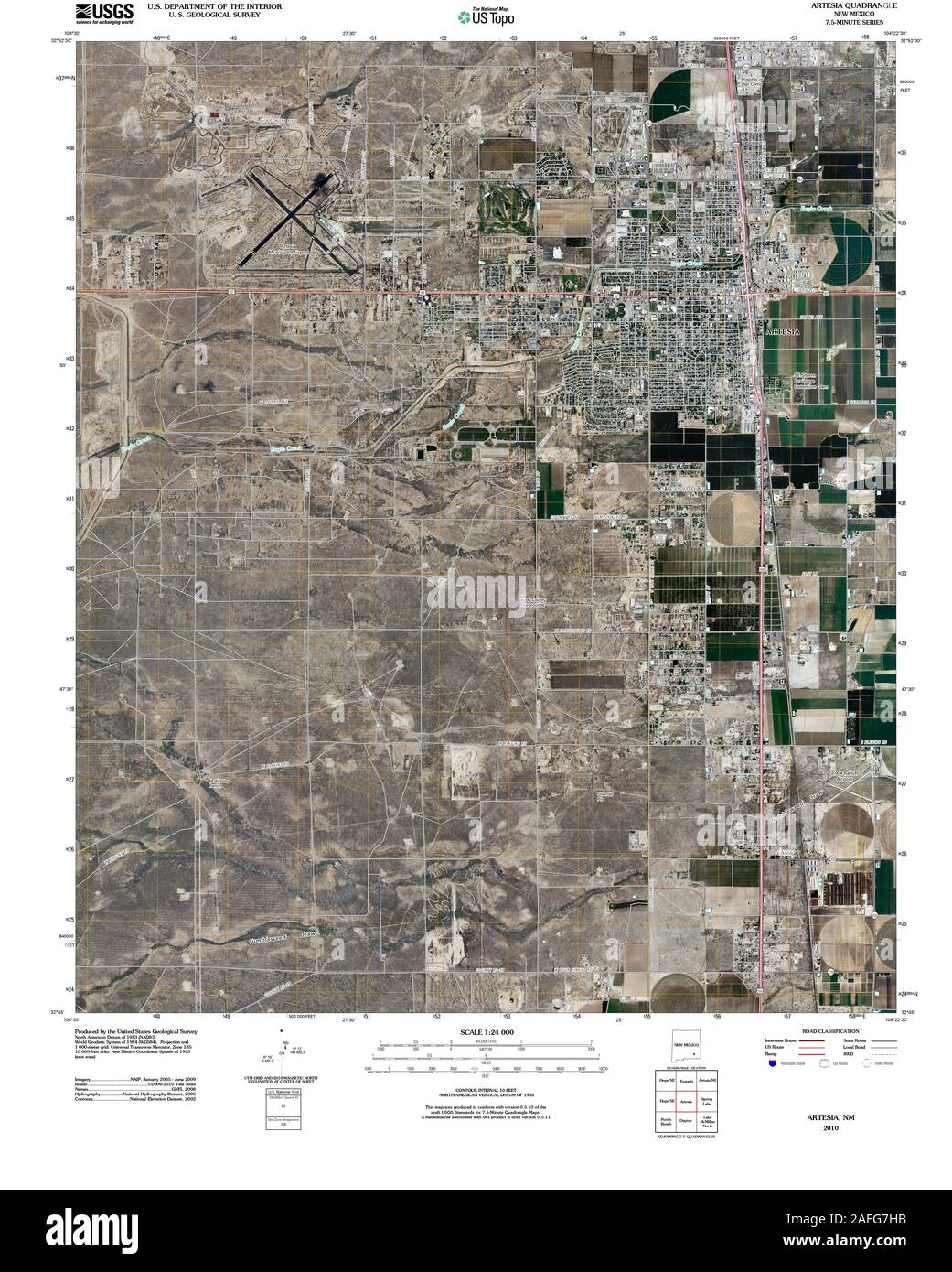 USGS TOPO Map New Mexico NM Artesia 20100915 TM Restoration Stock Photo