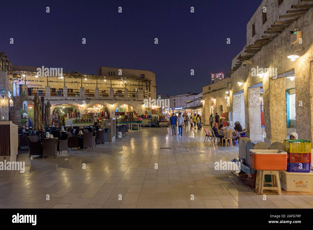 Hot summer evening at Souq Waqif, Doha, Qatar Stock Photo