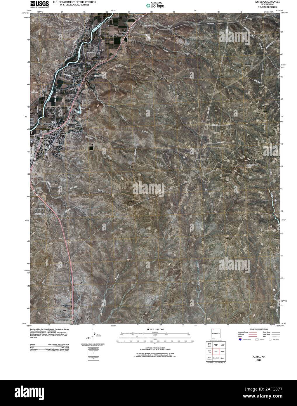 Usgs Topo Map New Mexico Nm Aztec 20100831 Tm Restoration 2AFG877 