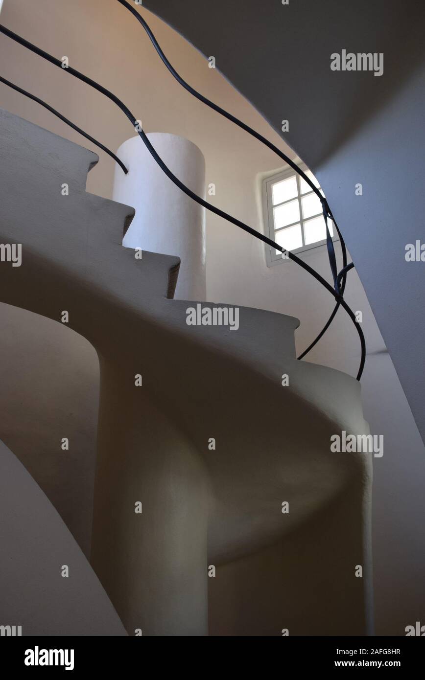 The fluidity of a stair at Casa Battló.   By Antonio Gaudí. Stock Photo