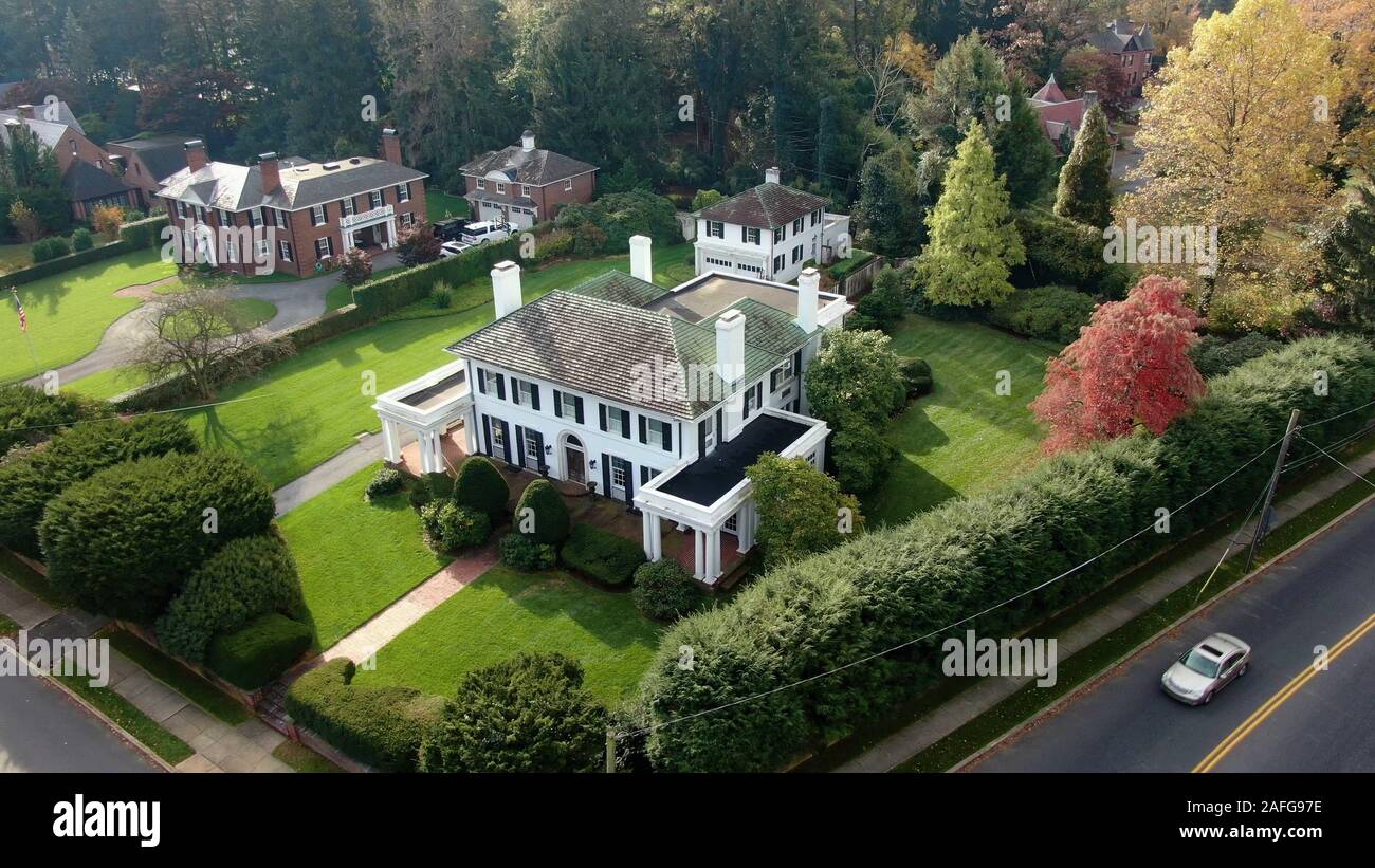 Lancaster, Pennsylvania Oct 26 2019 Aerial view of luxurious mansion