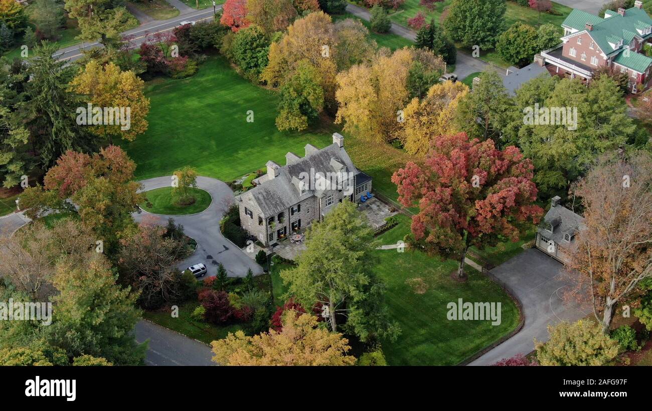Lancaster, Pennsylvania Oct 26 2019 Aerial view of luxurious mansion