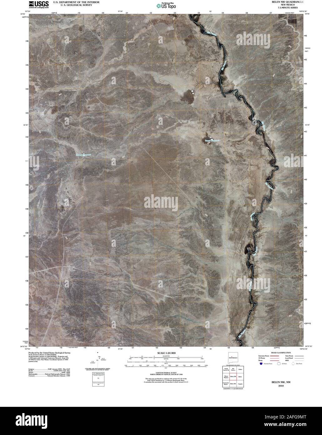 USGS TOPO Map New Mexico NM Belen NW 20100831 TM Restoration Stock Photo