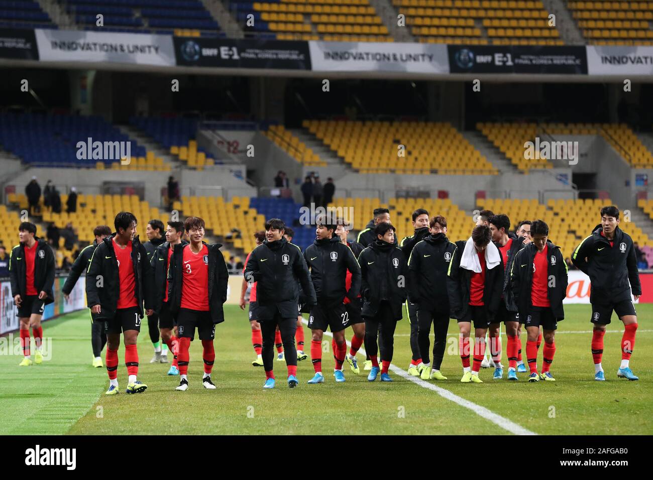 Busan, South Korea. 15th Dec, 2019. Korea team group (KOR) Football/Soccer  : EAFF E-1 Football Championship 2019 Men Final Korea Pepublic match  between Korea 1-0 China at Busan Asiad Main Stadium in