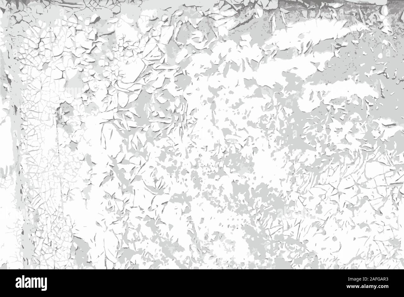 Weathered cracked paint vector black and white texture background. Grunge scratch wall template for overlay artwork. Stock Vector