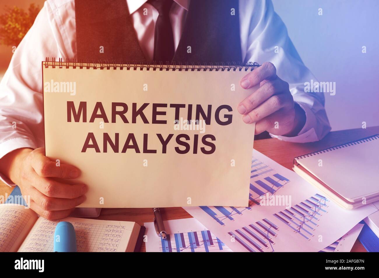Marketing analysis report and business papers. Stock Photo