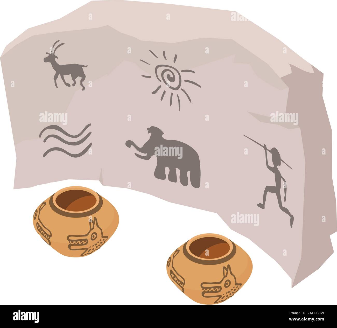 Cave painting icon, isometric style Stock Vector
