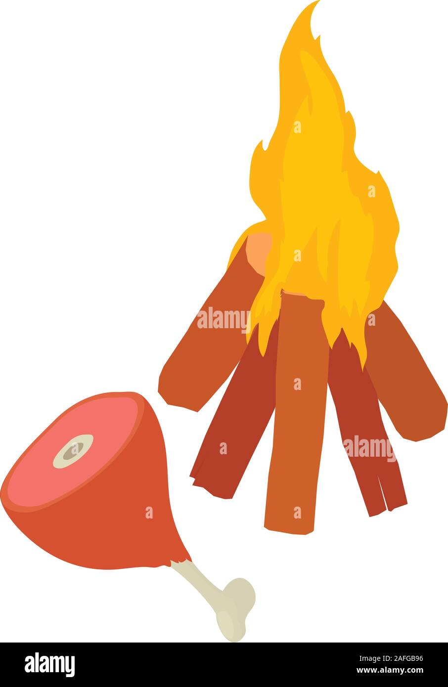 Cooking meat icon, isometric style Stock Vector