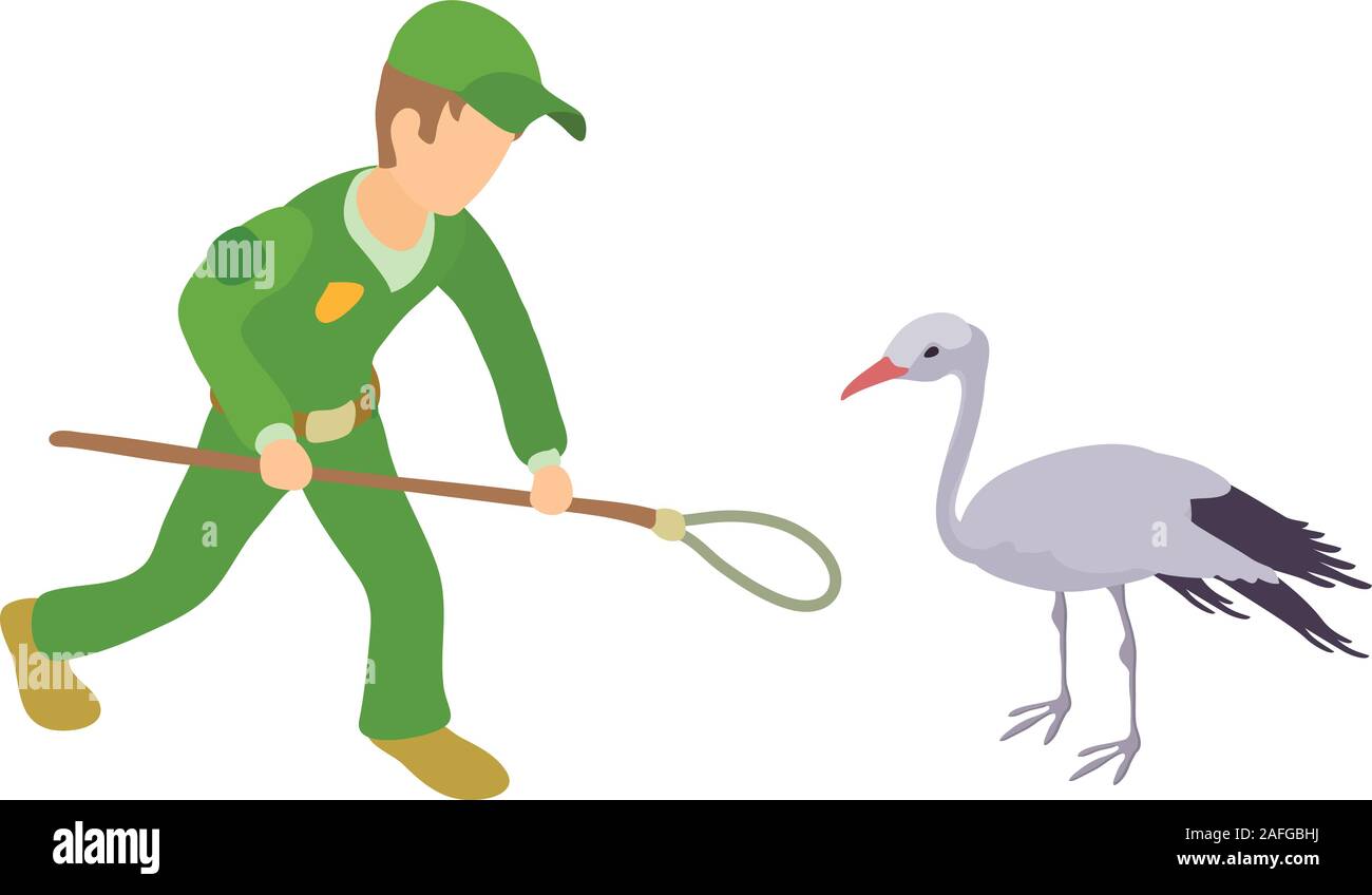 Catching stork icon, isometric style Stock Vector