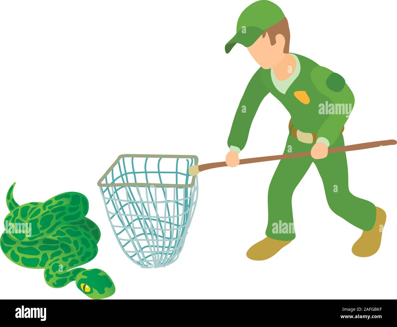 Catching snake icon, isometric style Stock Vector