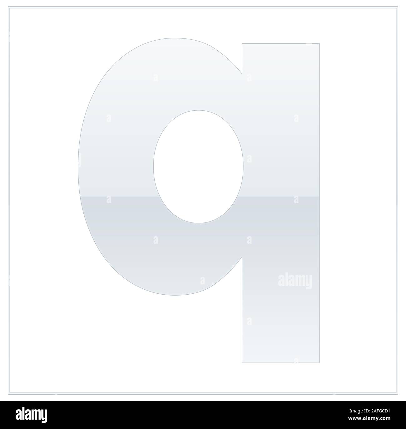 The letter q, made white and grey, halfandhalf. Same colors turn