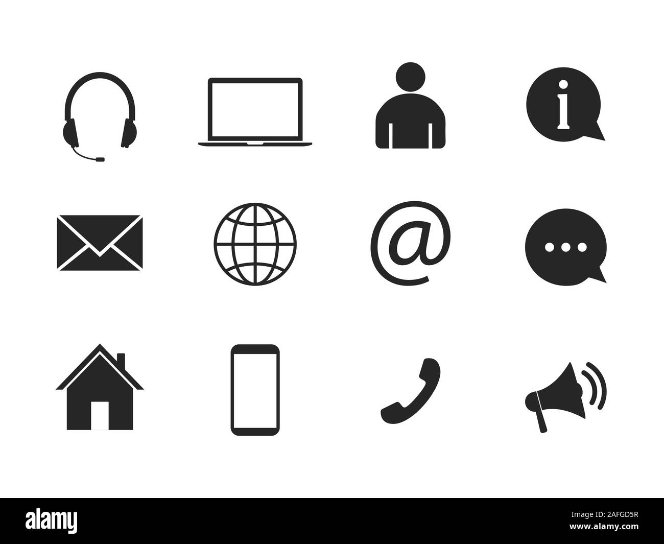 Contact Icon set. Vector illustrations. Flat design Stock Vector Image ...