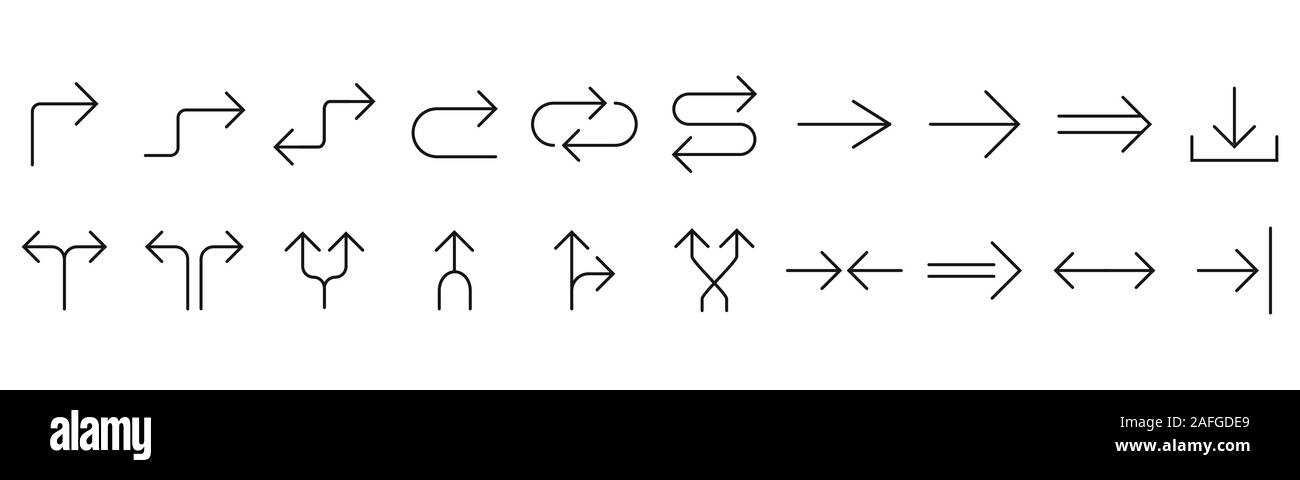 Line Arrow icon set. Vector illustration, flat design Stock Vector