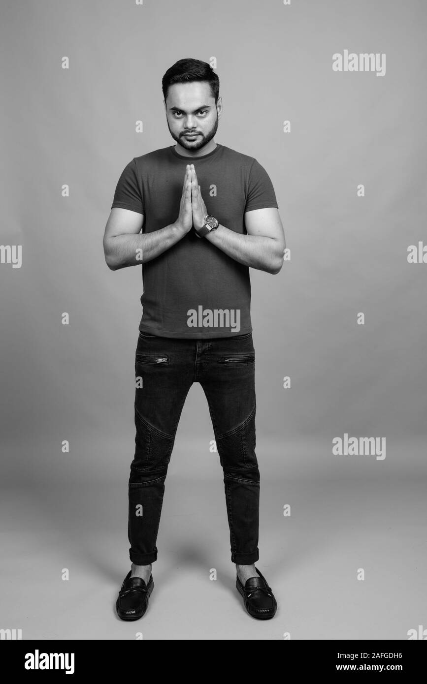 South indian man greeting Black and White Stock Photos & Images - Alamy