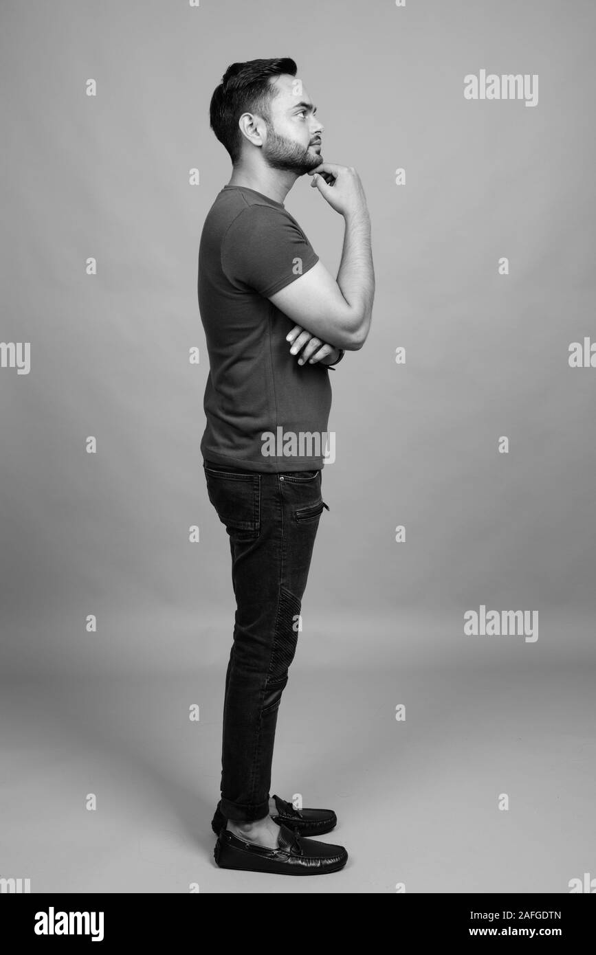 Indian young man full profile Black and White Stock Photos & Images - Alamy