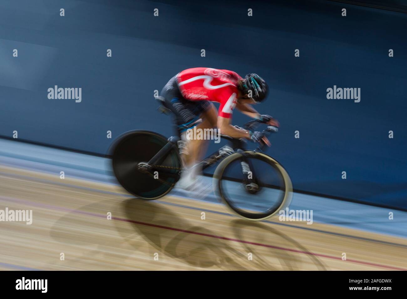 The fifth day of the London Six Day, Lee Valley Velodrome,  Abercrombie Road, Queen Elizabeth Olympic Park, London, Britain Stock Photo