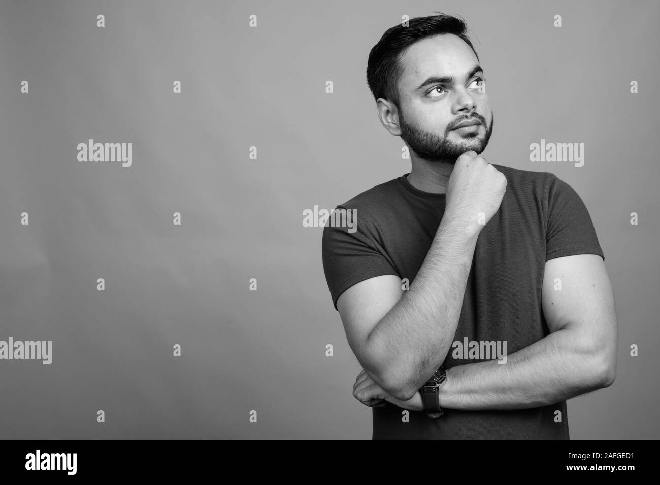 Indian bearded man in shirt Black and White Stock Photos & Images - Alamy