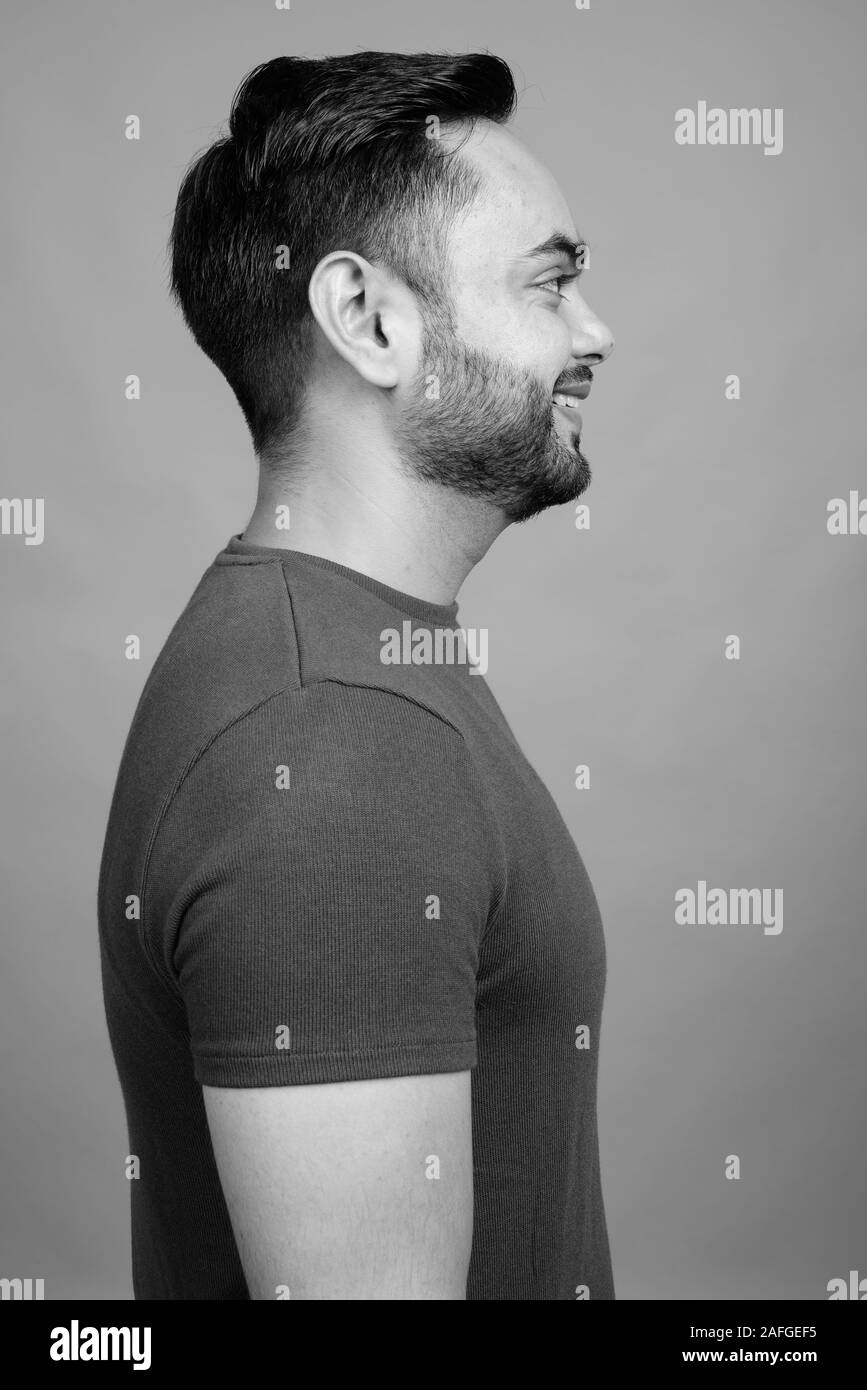 Indian man smiling side profile Black and White Stock Photos & Images ...