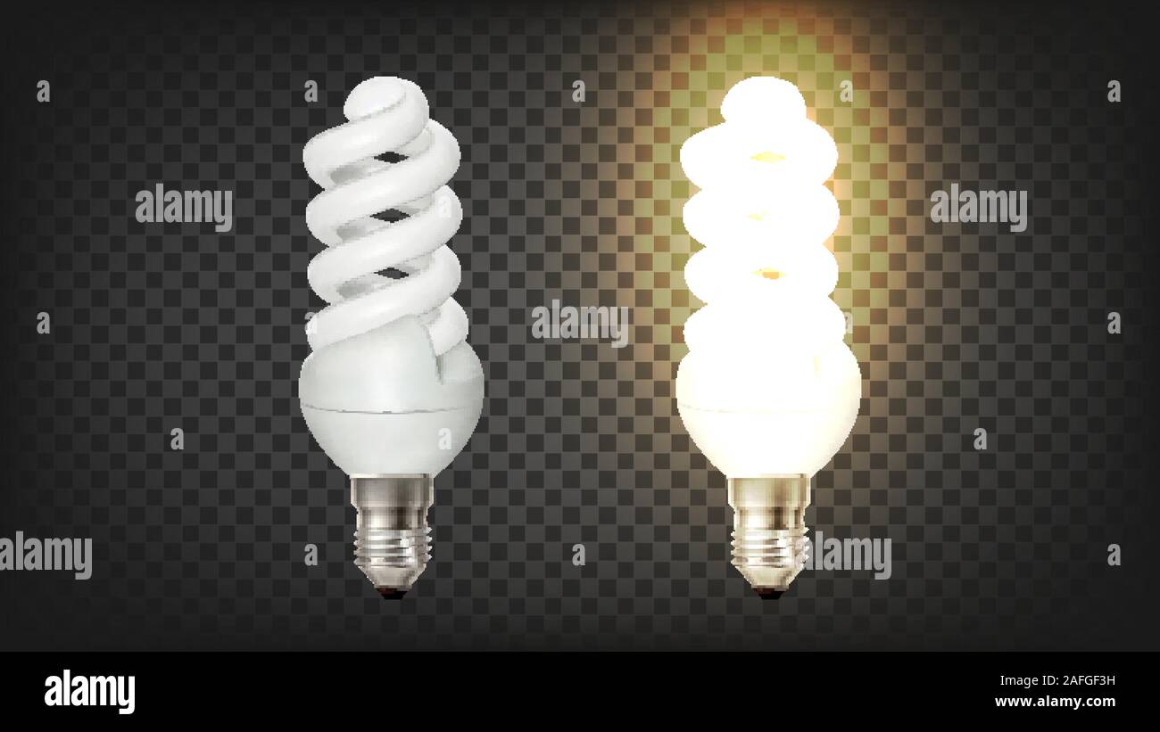 Glowing Spiral Compact Fluorescent Lamp Cfl Vector Stock Vector Image