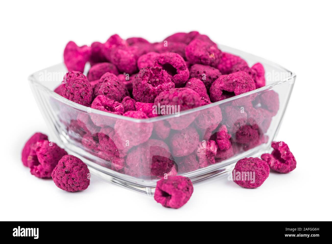 Dried Raspberry Close Up Portion of Dried Raspberries as detailed close-up shot isolated on ...