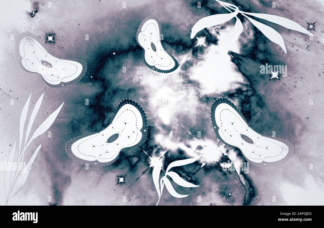 Abstract image of moths on a light background. Stock Photo