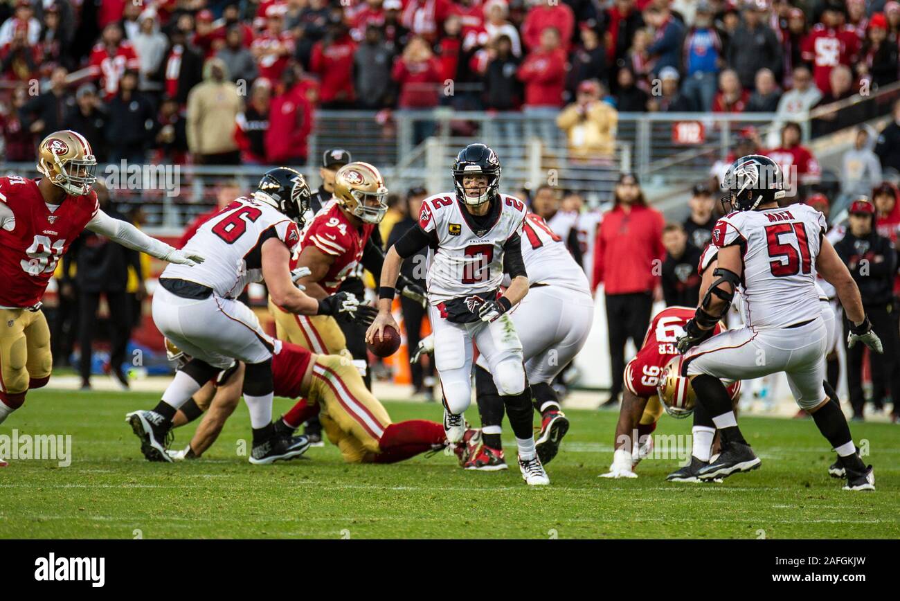 Dec 15 2019 Santa Clara, CA U.S.A Atlanta Falcons quarterback Matt Ryan (2) runs with the ball during the NFL Football game between the Atlanta Falcons and the San Francisco 49ers 29-22 win at Levi Stadium San Francisco Calif. Thurman James/CSM Stock Photo