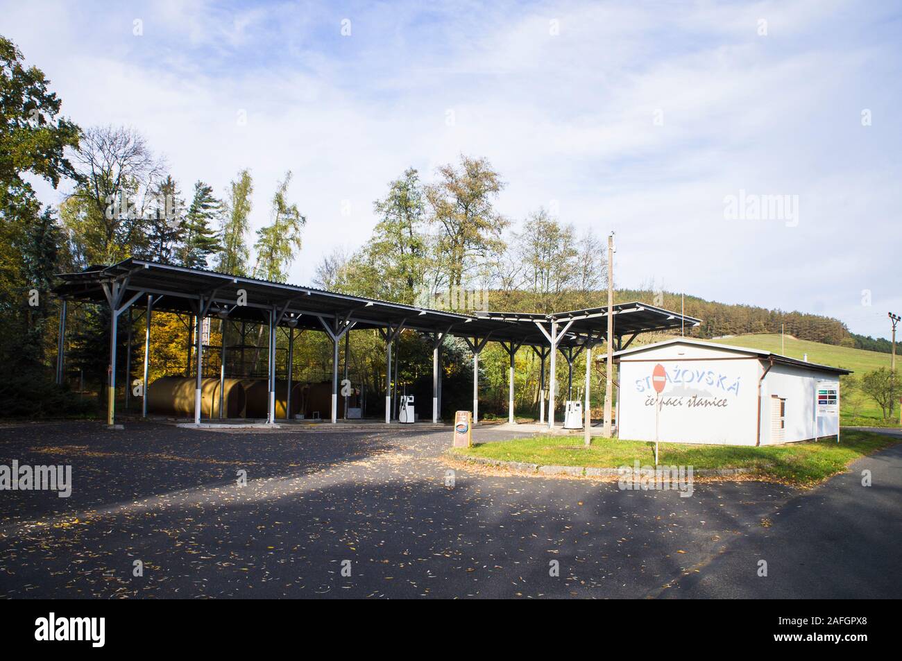 The Strazov petrol station in the town of Strazov (Drosau), near Klatovy, Plzen Region, Czech Republic, on October 27, 2019. (CTK Photo/Libor Sojka) Stock Photo